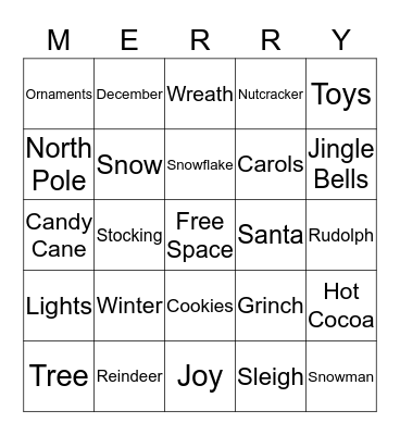 Holiday Bingo Card