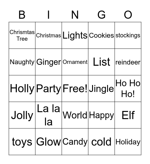 Christmas Bingo!!! Bingo Card