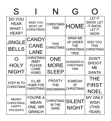 301 XMAS POP HITS #2 Bingo Card