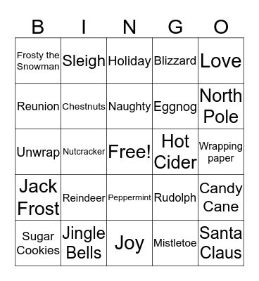 CPI's Holiday Bingo Card