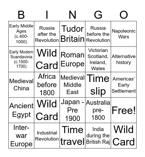 Reading Through the Ages Bingo Card