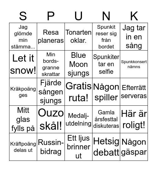 Årsfest Bingo Card