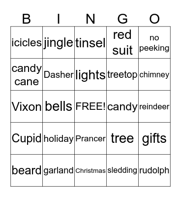 Grand Party Bingo Card
