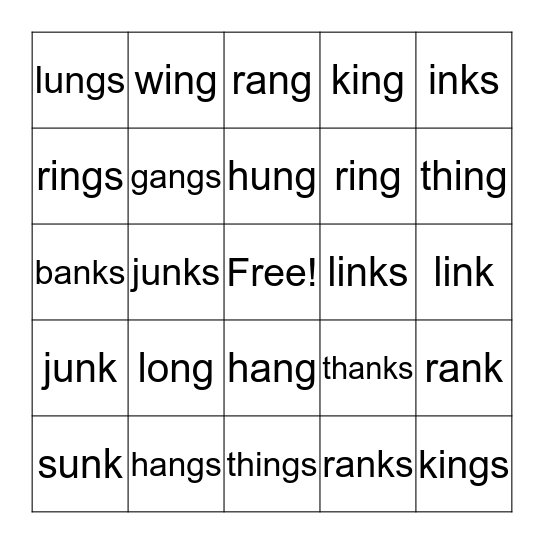2.1 ng, nk Welded Sounds Bingo Card