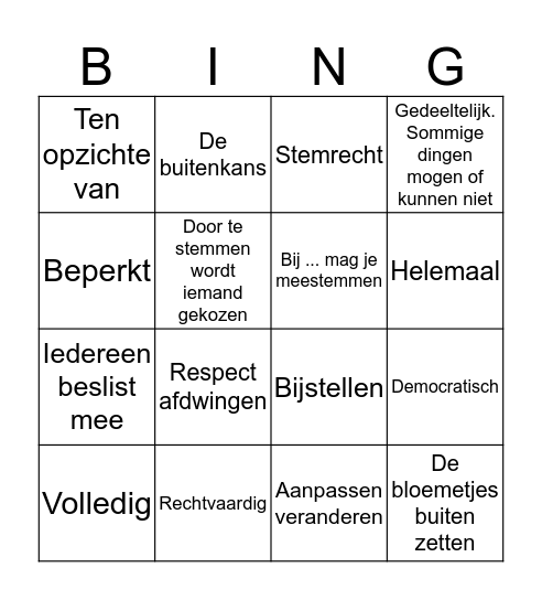 Themawoorden Bingo Card