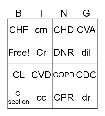 HST1 Bingo Card