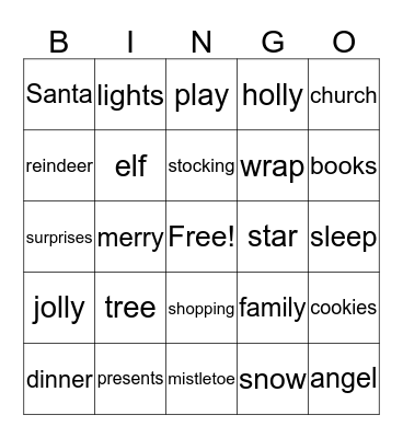 Holiday Bingo Card