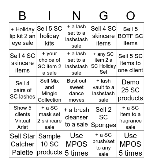 Sephora Collection Bingo Card