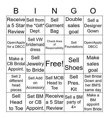 Bridal Christmas Bingo (Stylist) Bingo Card