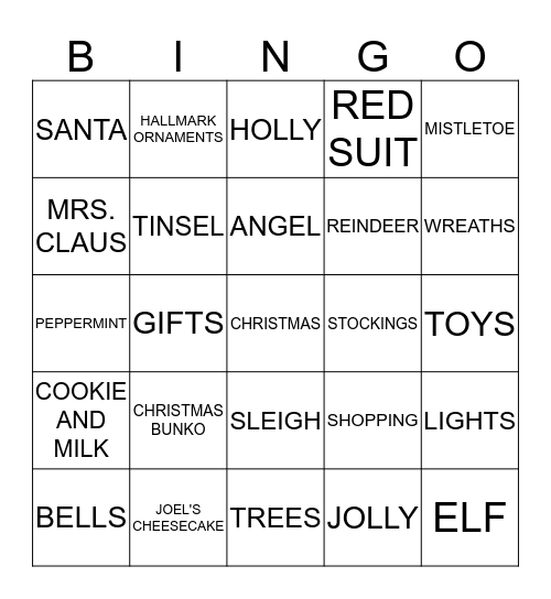 CHRISTMAS BINGO Card