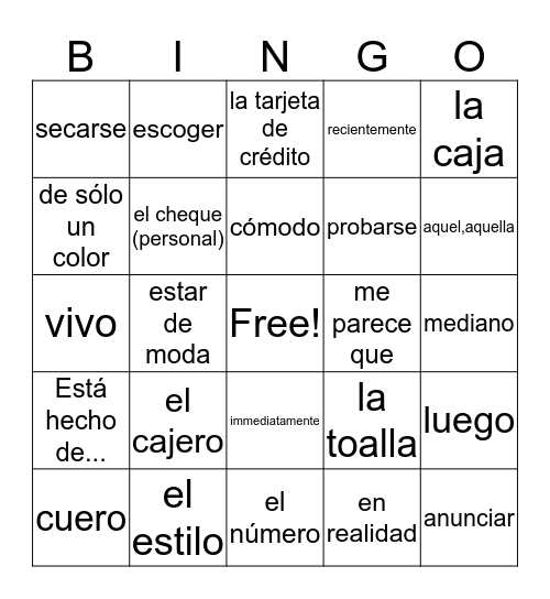 DE COMPRAS Bingo Card
