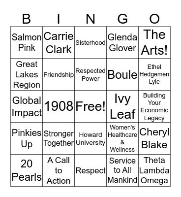 Theta Lambda Omega Sisterly Relations Bingo Card