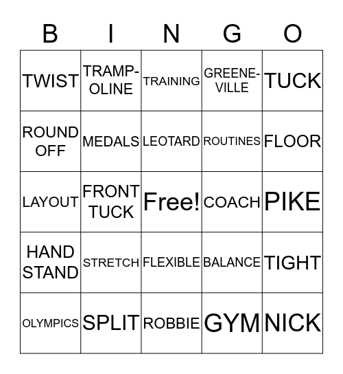 GGA Bingo Card