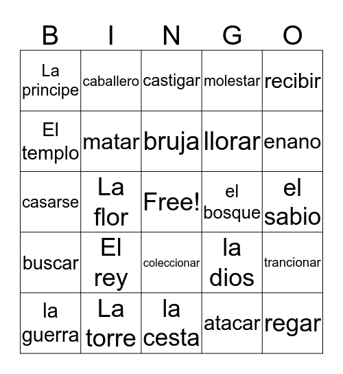SPANISHHHHHHH Bingo Card