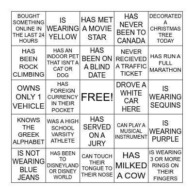 HUMAN BINGO Card