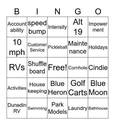 Holiday Party Bingo Card