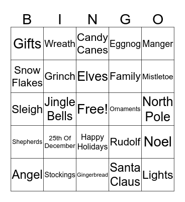 Holiday Bingo Card