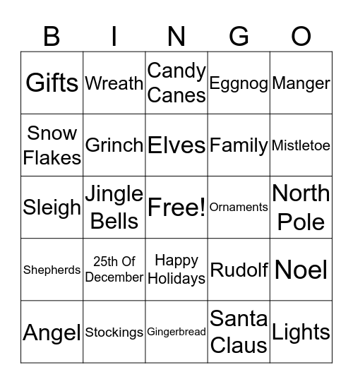 Holiday Bingo Card
