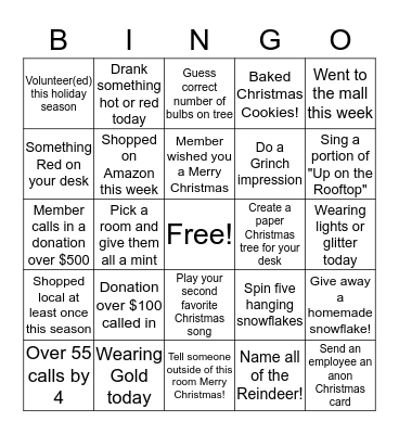 Christmas Bingo! Bingo Card