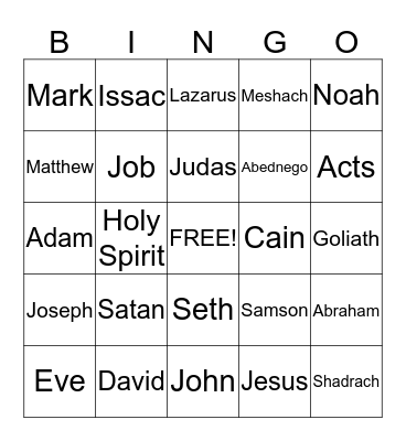 Bible Bingo Card