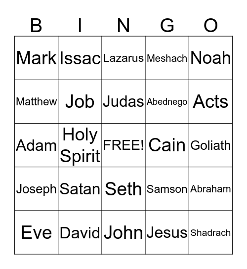 Bible Bingo Card
