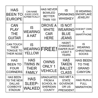 HUMAN BINGO Card