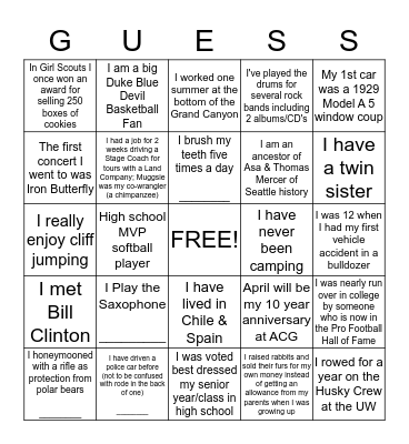 GUESS WHO?!?  SCAVENGER HUNT Bingo Card