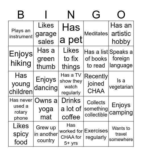 Find some who:  Bingo Card