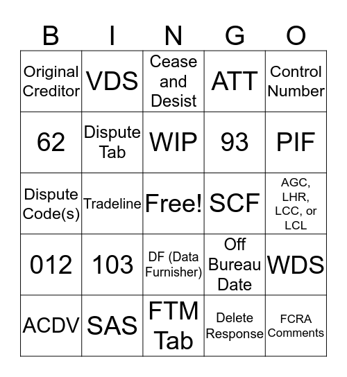 ACDV Bingo Card