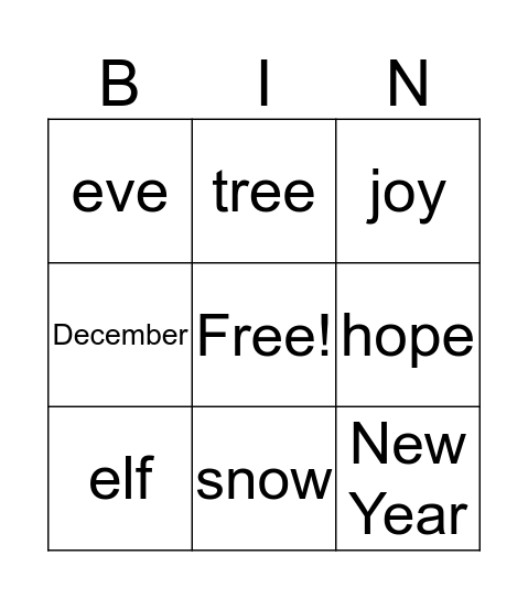 December weel 2 Bingo Card