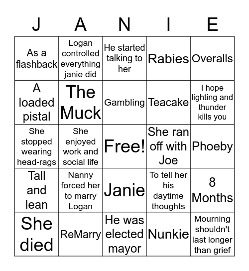 Janie Bingo Card