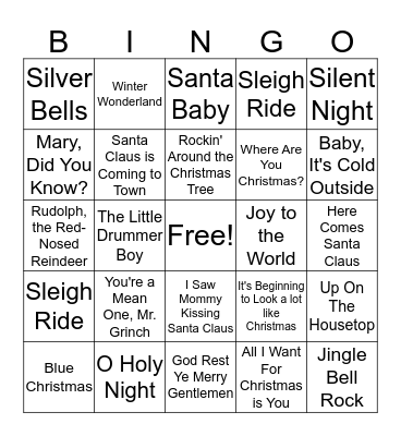 Christmas Music Bingo Card