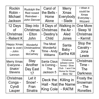 Christmas Music Bingo Card