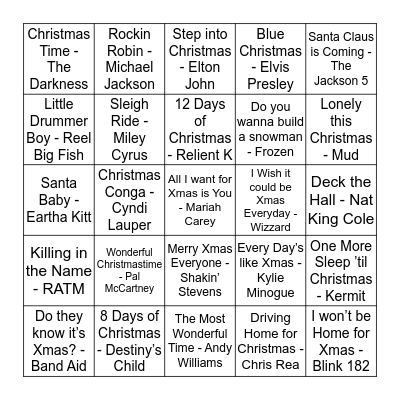 Christmas Music Bingo Card