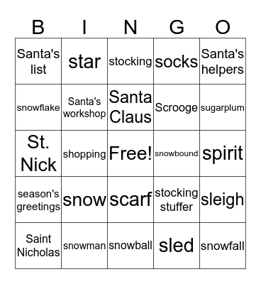 Christmas Bingo Card