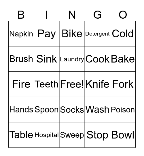 Life Skills Bingo Card