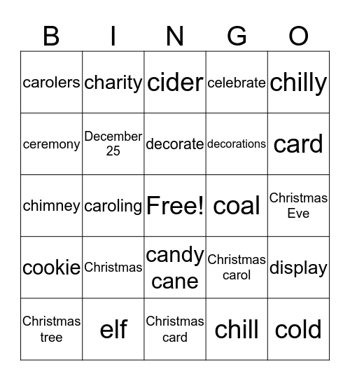 Christmas Bingo Card