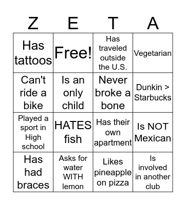 Funsies? Bingo Card
