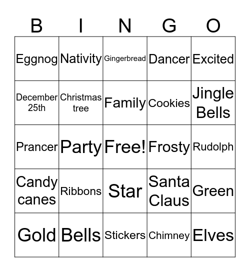 Christmas Bingo Card