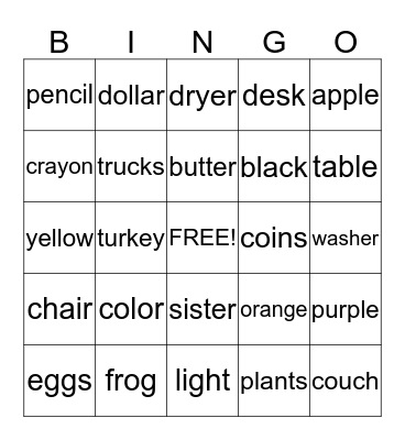 emily Bingo Card