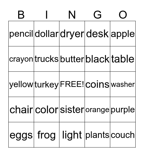 emily Bingo Card