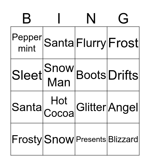 Christmas Bingo Card