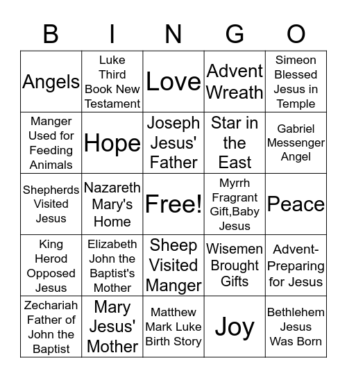 Christmas Bingo Card