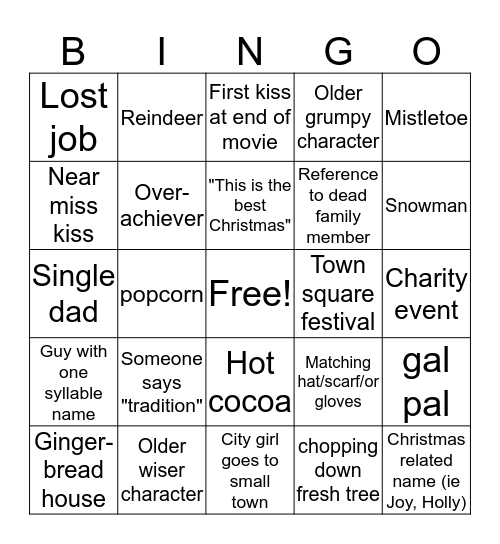 Hallmark Christmas Trivia Bingo Card