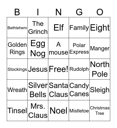 LaHa Holiday BINGO Card