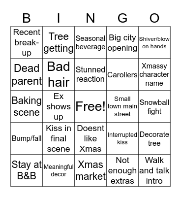 Hallmark Christmas Bingo Card