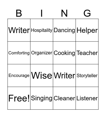 BSF Bingo Card