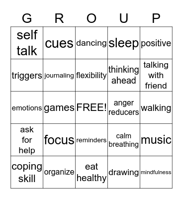 What Works/Helps Me? Bingo Card