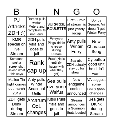 Winter/Stream Crew Bingo Card
