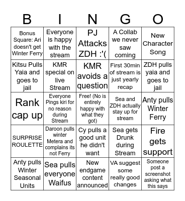 Winter/Stream Crew Bingo Card
